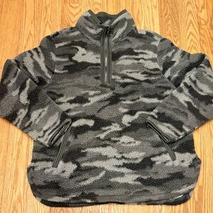 Cozy Sherpa Camo Quarter-Zip Pullover - Size Large